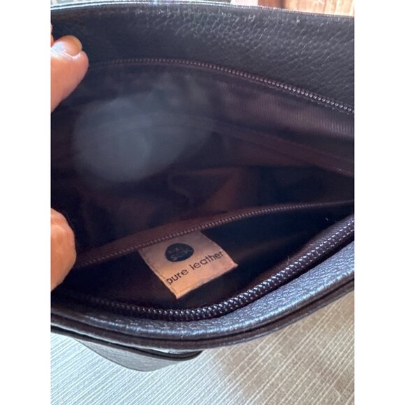 Vtg The Sak Pure Leather Pebbled Brown Shoulder Bag Purse Logo Charm Hobo Y2K - Picture 9 of 13